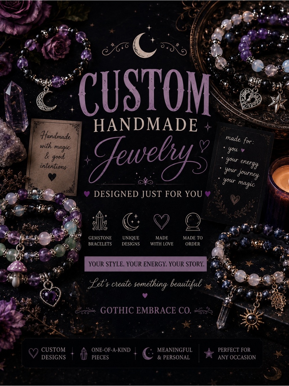 Custom Handmade Jewelry • Gemstone Bracelets • Gothic Embrace Co.